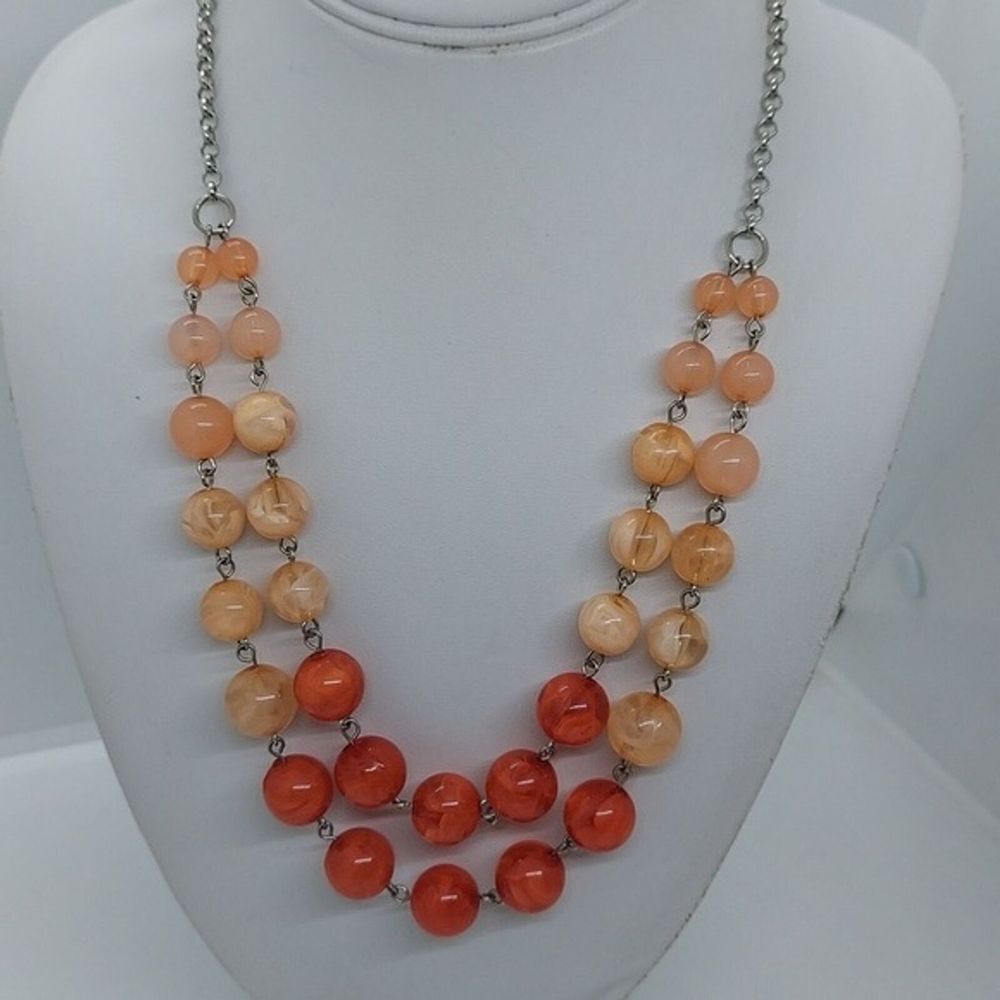 New York peach bead necklace‎